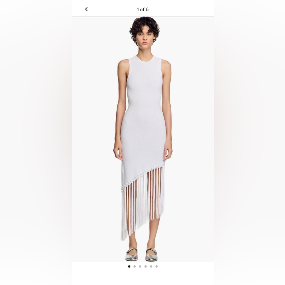 Sandro White Crochet Fringe Dress